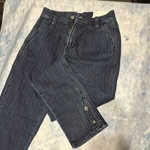 American Eagle mom jeans stretch retro indigo red white stripes NWT size 00